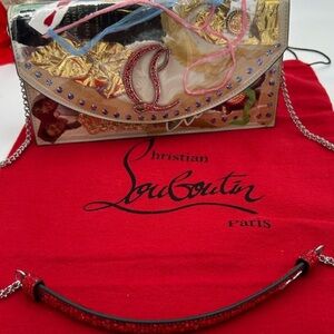Christian Louboutin LOUBI 40  Multicolor Women's clutch Bag. Chain link shoulder